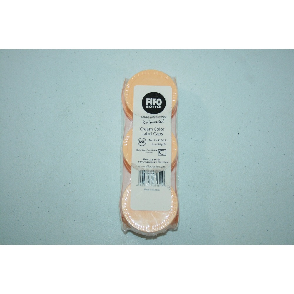 FIFO 4810-151‎ Cream Color Label Cap for FIFO Squeeze Bottle 6 Pack NEW